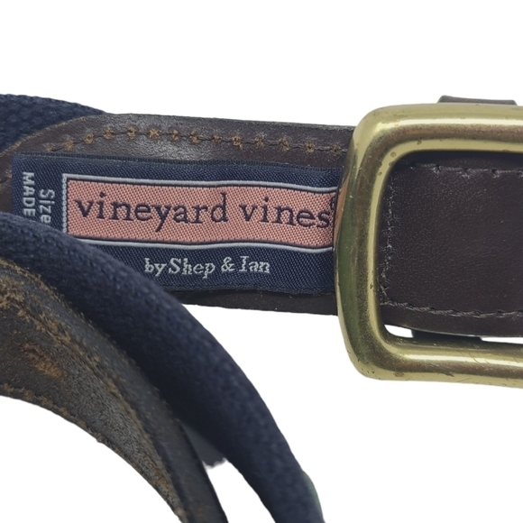 Vineyard Vines | Marlin Swordfish Fabric & Leather Ends Surcingle Belt (Size 32) - Picture 9 of 13